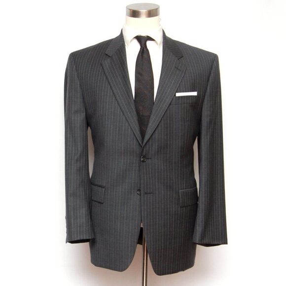 Lauren Ralph Lauren 42R Men's Wool Blazer Sport Coat Jacket Grey Striped D080459 - Picture 1 of 16